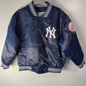 JH Design Yankees Boys Navy Bomber Jacket, Size 4T